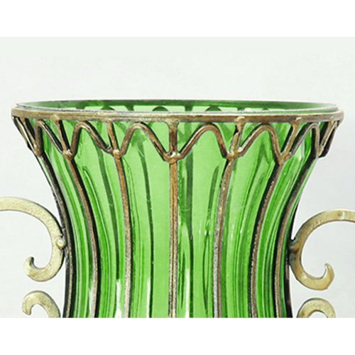 51cm Glass Tall Floor Vase with 12pcs White Artificial Fake Flower Set – Green