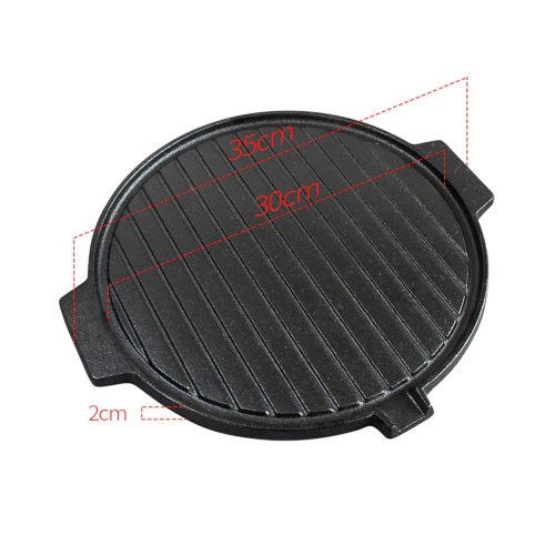 30CM Round Cast Iron Korean BBQ Grill Plate with Handles and Drip Lip – 1