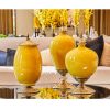 38.50cm Ceramic Oval Flower Vase with Gold Metal Base