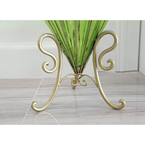 67cm Glass Tall Floor Vase with 10pcs White Artificial Fake Flower Set – Green
