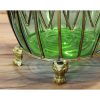 51cm Glass Tall Floor Vase with 12pcs White Artificial Fake Flower Set – Green