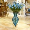 65cm Glass Tall Floor Vase with Metal Flower Stand – Blue