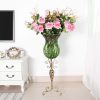 85cm Glass Floor Vase with Tall Metal Flower Stand – Green