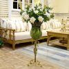 85cm Glass Tall Floor Vase and 12pcs White Artificial Fake Flower Set – Blue