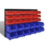 Wall Mounted Garage Plastic Storage Bin Set 30 pcs Blue & Red