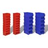 Wall Mounted Garage Plastic Storage Bin Set 30 pcs Blue & Red