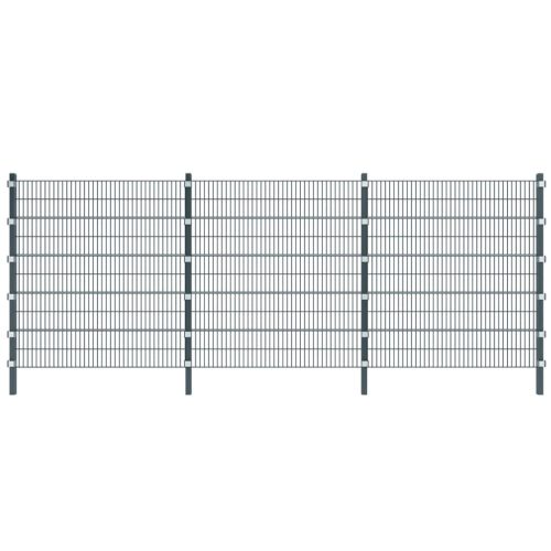 Fence Panel with Posts 6×2 m Anthracite Grey