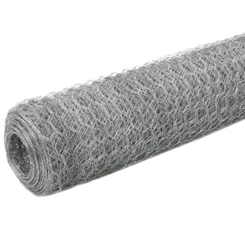 Chicken Wire Fence Galvanised Steel Silver – 25×1.2 m