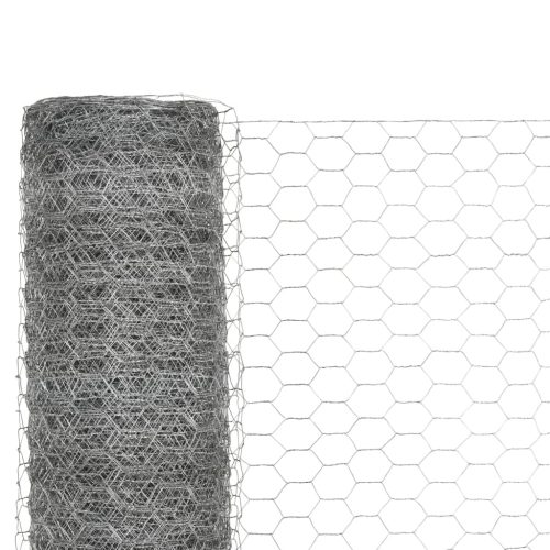 Chicken Wire Fence Galvanised Steel Silver – 25×1.2 m