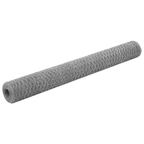 Chicken Wire Fence Galvanised Steel Silver – 25×1.2 m