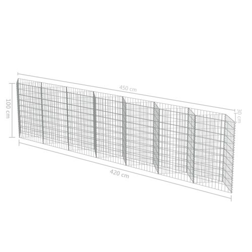 Gabion Wall Galvanised Steel – 450x30x100 cm