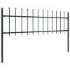 Garden Fence with Spear Top Steel Black – 0.6 m, 1.7 m