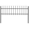 Garden Fence with Spear Top Steel Black – 0.6 m, 1.7 m