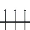 Garden Fence with Spear Top Steel Black – 0.6 m, 1.7 m