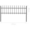 Garden Fence with Spear Top Steel Black – 0.6 m, 1.7 m