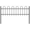 Garden Fence with Hoop Top Steel Black – 0.6 m, 1.7 m