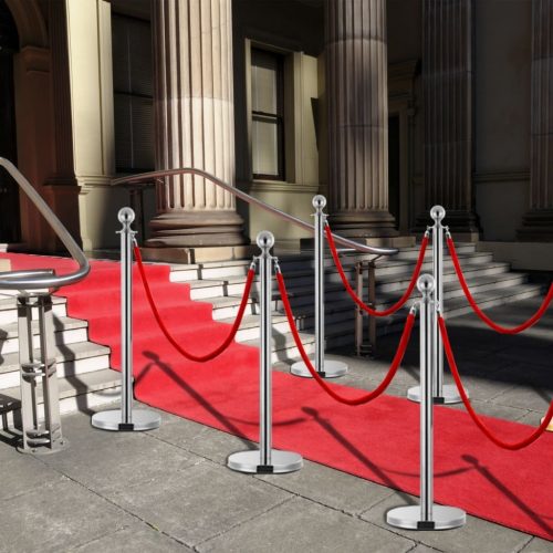 3 Piece VIP Queue Barrier Set Stainless Steel – Silver