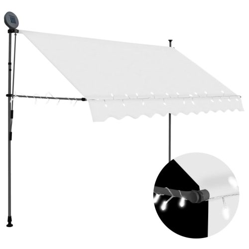 Manual Retractable Awning with LED – 250 cm, Cream