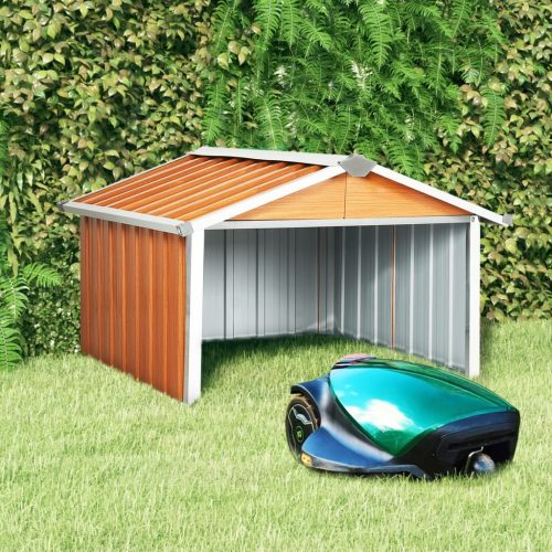 Garden Robot Lawnmower Shed 92x97x63 cm Galvanised Steel – Brown