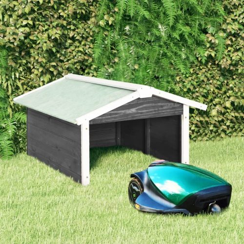 Robotic Lawn Mower Garage 72x87x50 cm Solid Firwood – Grey and White