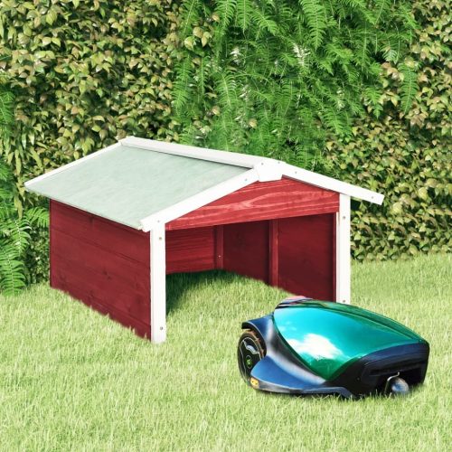 Robotic Lawn Mower Garage 72x87x50 cm Solid Firwood – Red and White