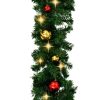 Christmas Garland Decorated with Baubles and LED Lights – 5 M