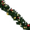 Christmas Garland Decorated with Baubles and LED Lights – 5 M