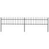 Garden Fence with Spear Top Steel Black – 0.6 m, 3.4 m