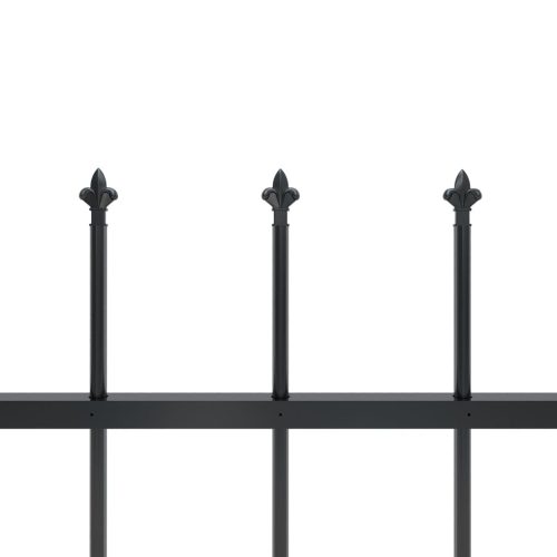 Garden Fence with Spear Top Steel Black – 0.6 m, 3.4 m