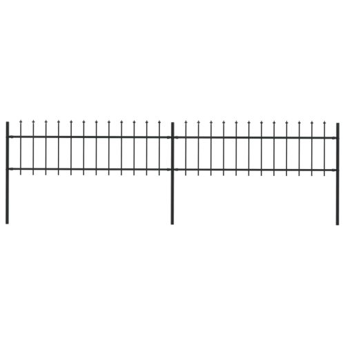 Garden Fence with Spear Top Steel Black – 0.6 m, 3.4 m