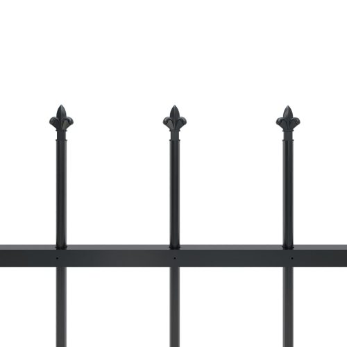 Garden Fence with Spear Top Steel Black – 0.6 m, 10.2 m