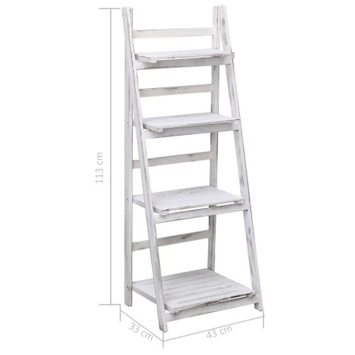 4-Tier Plant Stand 43x33x113 cm Wood – White