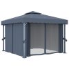 Gazebo with Curtain Aluminium – 3×3 m, Anthracite