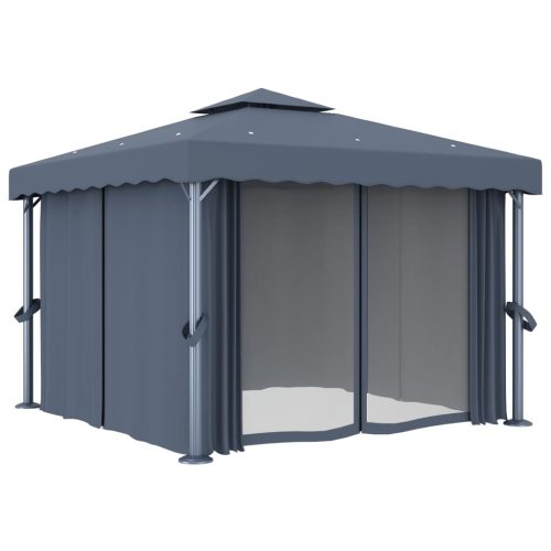 Gazebo with Curtain Aluminium