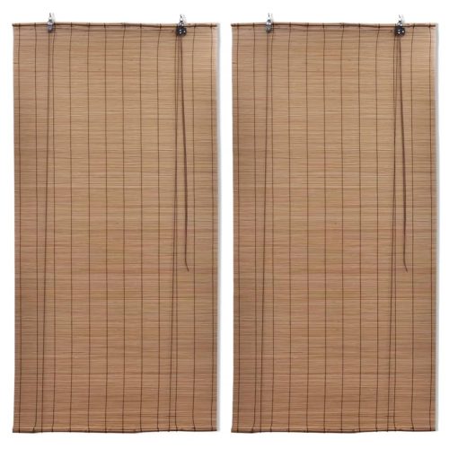 Bamboo Roller Blinds 2 pcs Brown