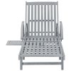 Garden Sun Lounger with Cushion Solid Acacia Wood – Grey