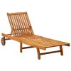 Garden Sun Lounger with Cushion Solid Acacia Wood – 200x63x85 cm, Anthracite