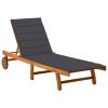 Garden Sun Lounger with Cushion Solid Acacia Wood – 200x63x85 cm, Anthracite