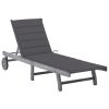 Garden Sun Lounger with Cushion Solid Acacia Wood – 200x63x85 cm, Anthracite