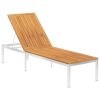 Sun Lounger with Cushion Solid Acacia Wood and Stainless Steel – Grey