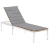 Sun Lounger with Cushion Solid Acacia Wood and Stainless Steel – Grey