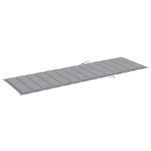 Sun Lounger with Cushion Solid Acacia Wood and Stainless Steel – Grey