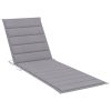 Sun Lounger with Cushion Solid Acacia Wood and Stainless Steel – Grey