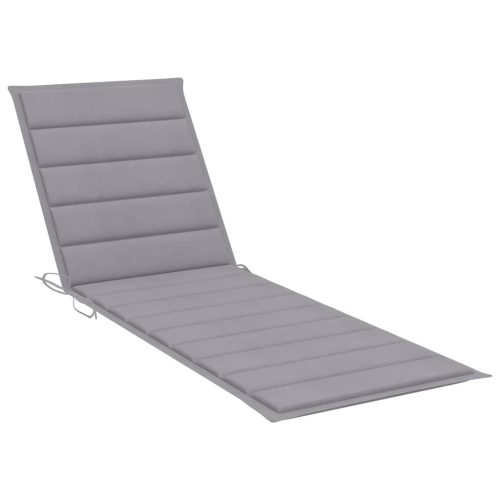 Sun Lounger with Cushion Solid Acacia Wood and Stainless Steel – Grey