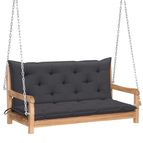 Swing Bench with Cushion 120 cm Solid Teak Wood – Anthracite