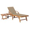 Sun Lounger with Cushion Solid Teak Wood