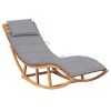 Rocking Sun Lounger with Cushion Solid Teak Wood – Grey