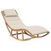 Rocking Sun Lounger with Cushion Solid Teak Wood – Cream
