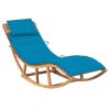 Rocking Sun Lounger with Cushion Solid Teak Wood – Blue