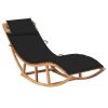 Rocking Sun Lounger with Cushion Solid Teak Wood – Black